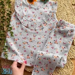 ست دخترانه تاپ و شلوار کبریتی ملانژ