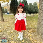 ست دخترانه بلوز و دامن طرح قلبی