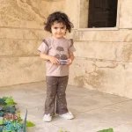 ست دخترانه تیشرت شلوار بوت کات کبریتی گلدار